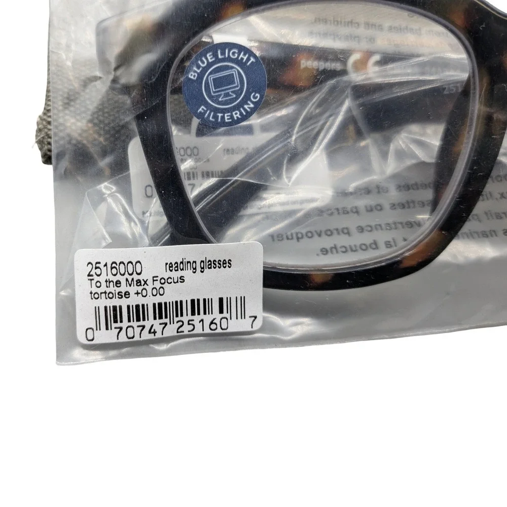 Peepers To‎ the Max Focus Blue Light Filtering Glasses Tortoise 2516 +0.00 NEW